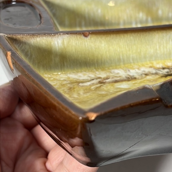 Vintage MCM Cal Style Brown Drip Glaze Pottery Ashtray Rectangle Retro - Picture 8 of 10